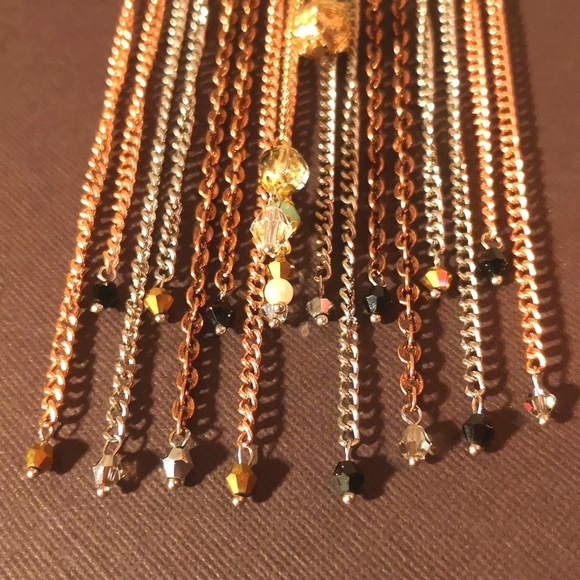 Handmade chain and bead embellished bib necklace - Picture 6 of 8